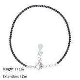 عصفور كريستال انسيال فضة تنس عيار 925 بتصميم دائري اسود مرصع بالزركون